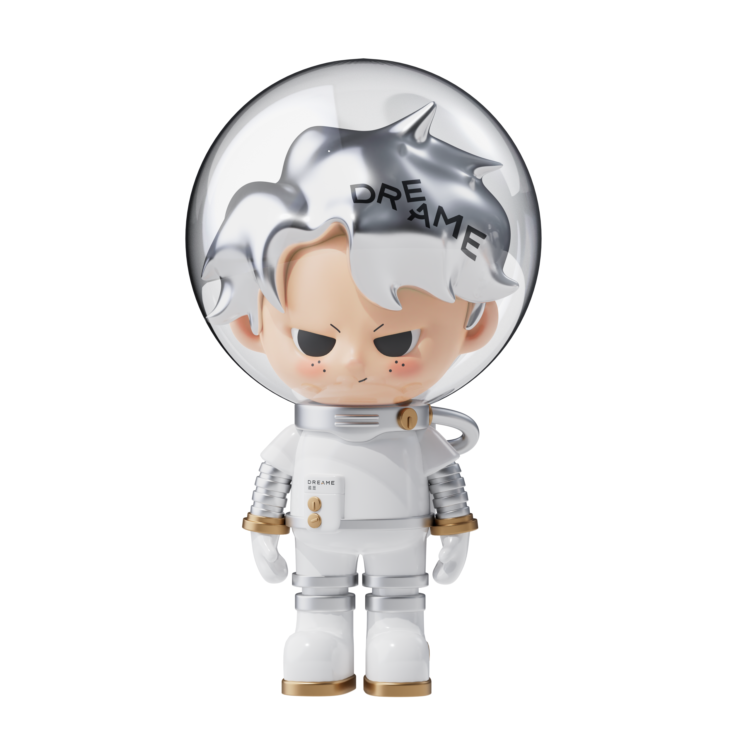 Dream Boy blind box figure in astronaut suit with silver hair and neutral expression