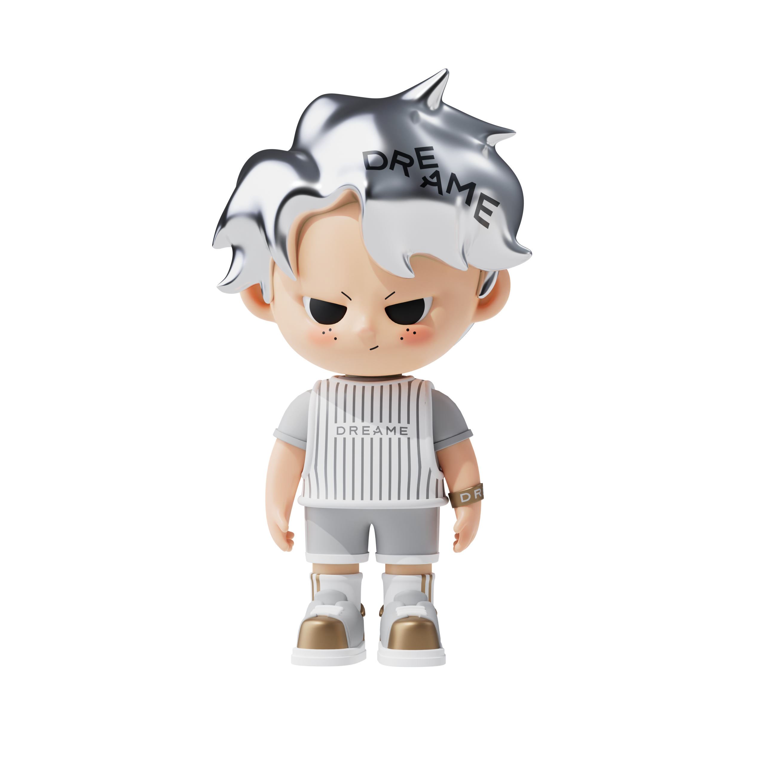 Dream Boy figure in casual outfit with gray hair and serious expression