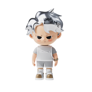 Dream Boy figure in casual outfit with gray hair and serious expression